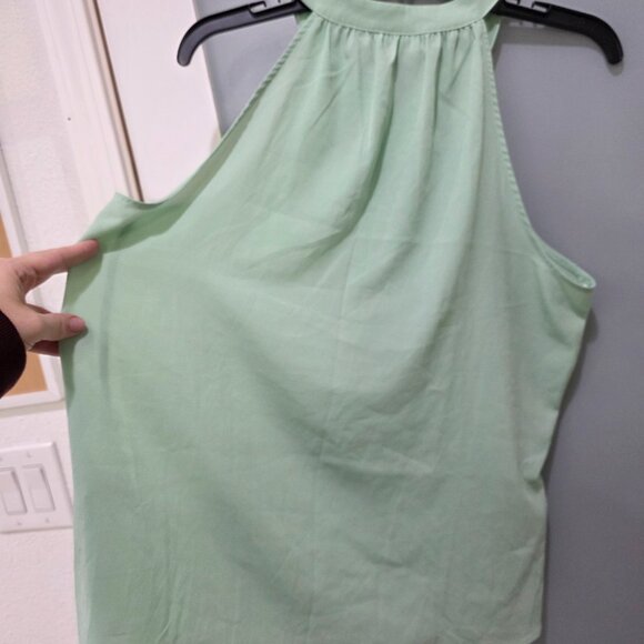 Eva Mendes Womens Sleeveless Tank Top Lot XL Mint Green Pink Button Front Blouse - Picture 9 of 15